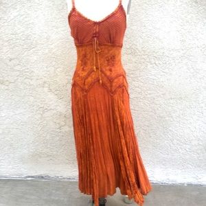 Rust Colored Long Full Skirt Sleeveless Dress
